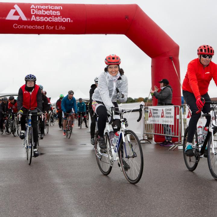 Cyclists at tour de cure rocky mountains