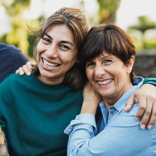 Smiling multi-generational women